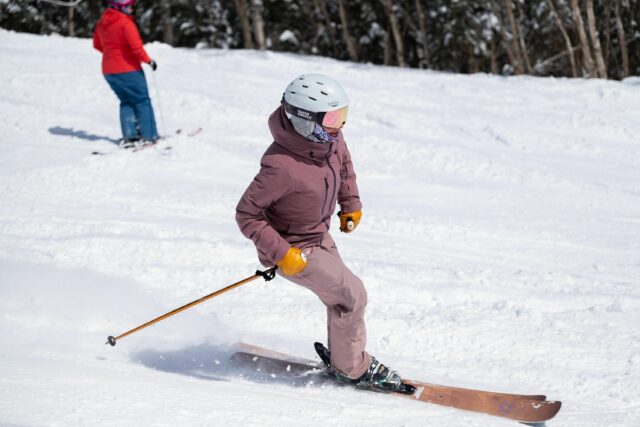 Mika on Volkl secret 102 ski in Niseko